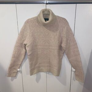 Ralph Lauren Turtle Neck Ivory and Pink Wool Cashmere Blend